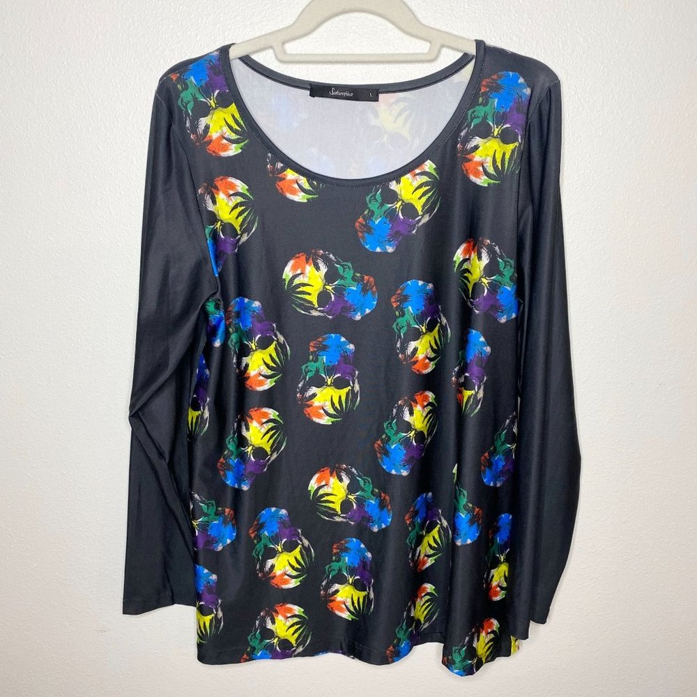 Sakurafina Palm Tree Skull Long Sleeve Rash Guard Beach Surf Summer